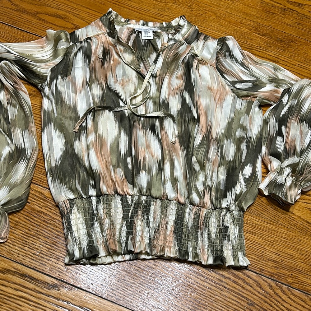 Rachel Zoe peach, green and gray blouse.  Size XS.  Great condition.